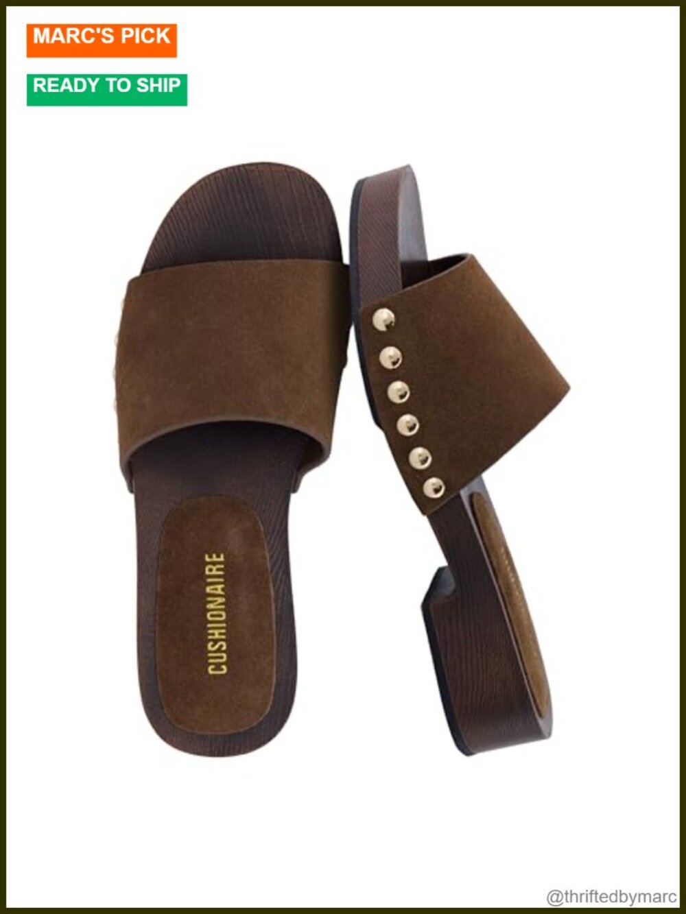 Genuine Suede Slide Sandals Studded Low Heel Slip On Dressy Comfort